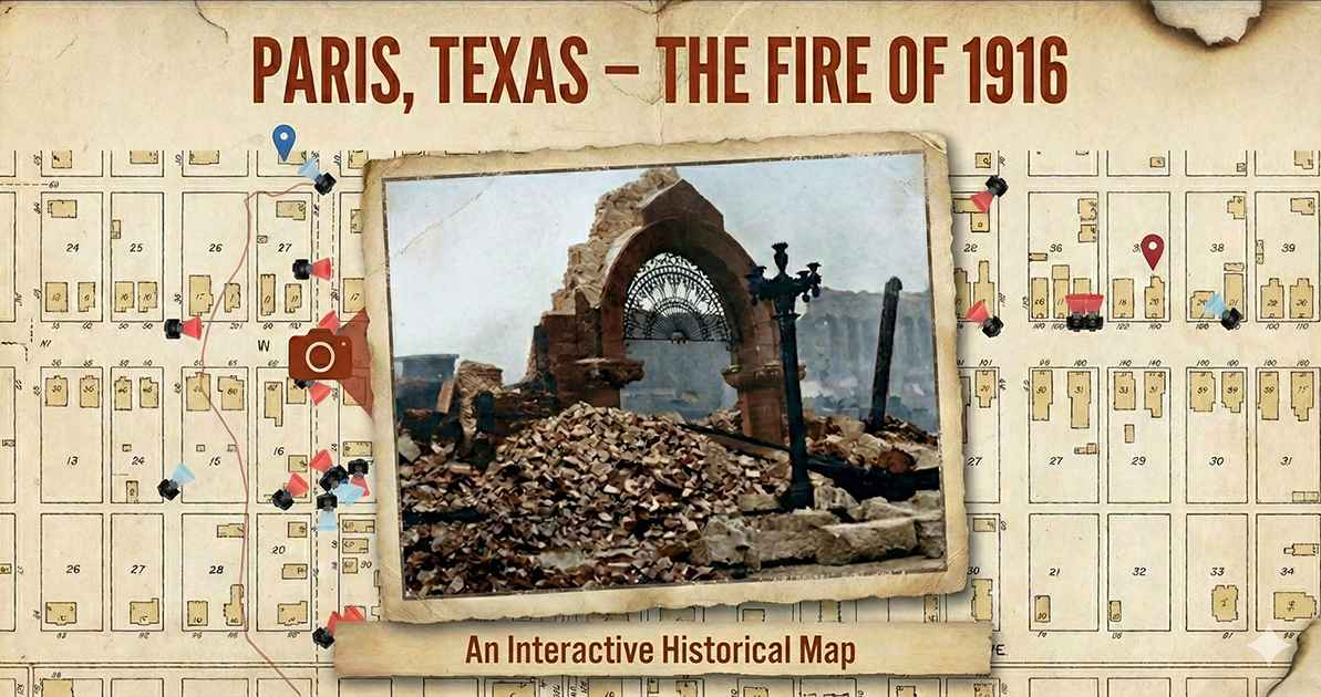 Interactive comparison of the 1914 and modern maps of Paris, Texas